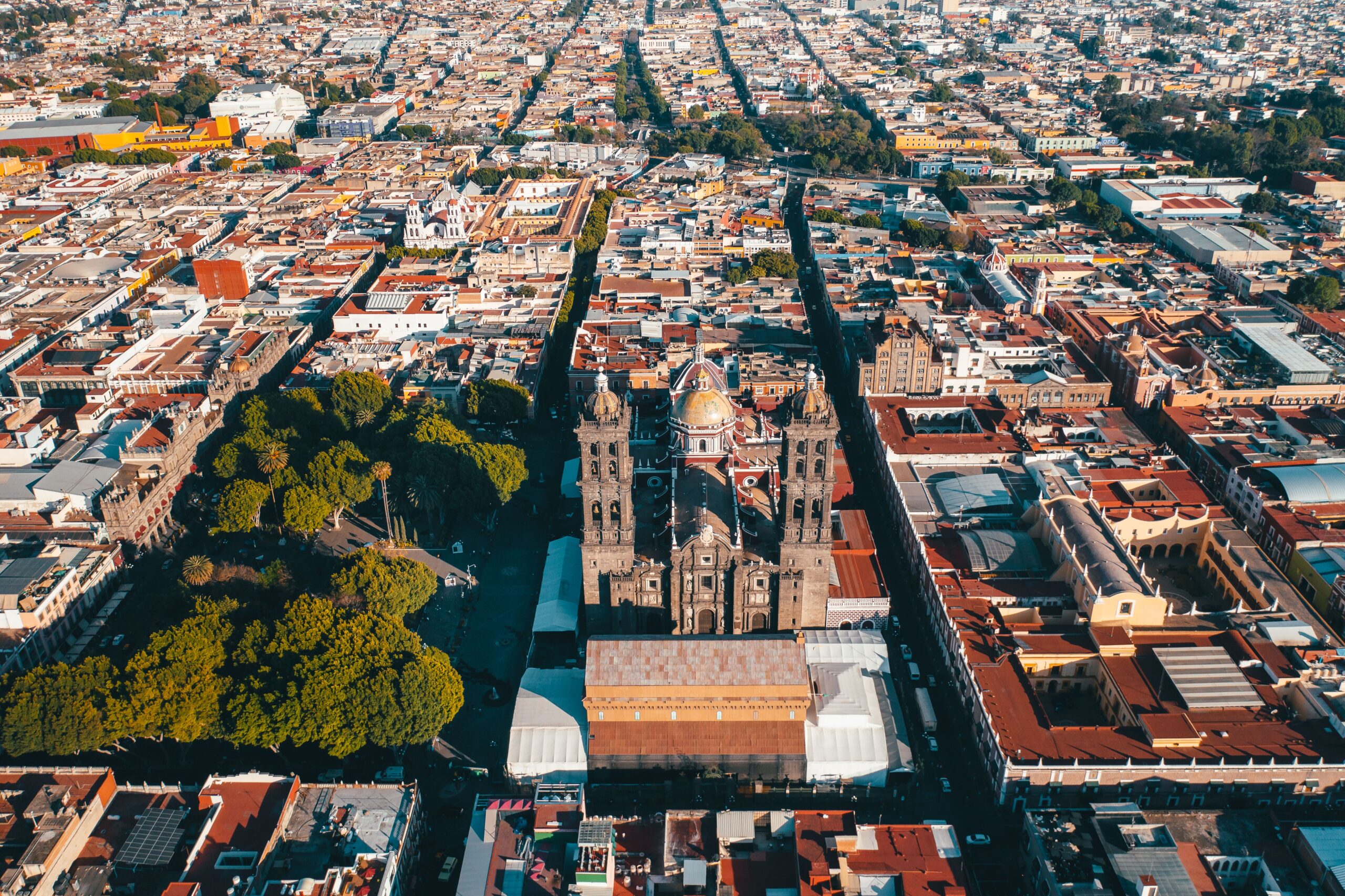 Aerial cityscape in Mexico